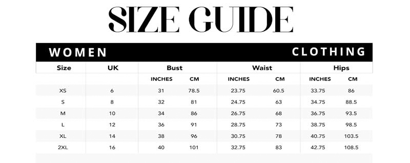 Women's Dress Size Chart